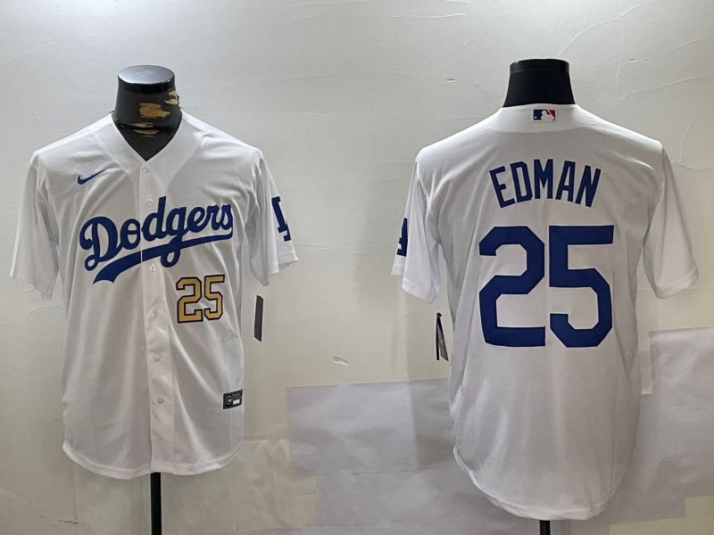 Men Los Angeles Dodgers #25 Edman White Game 2024 Nike MLB Jersey style 11205